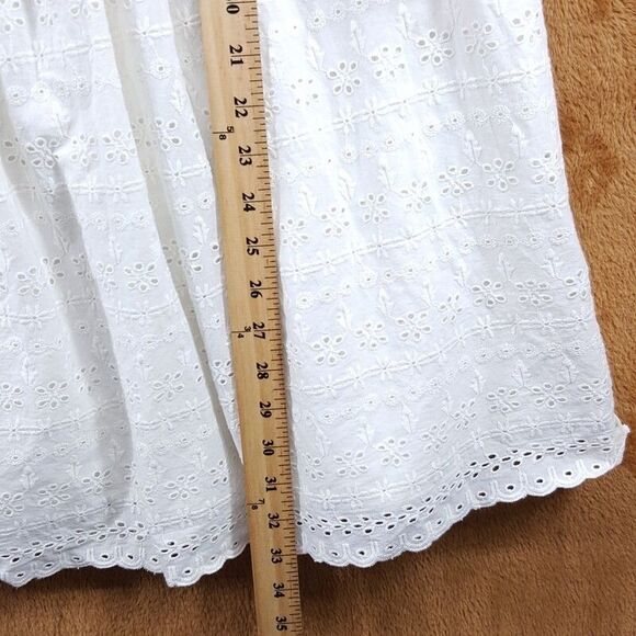 SEZANE Shift Dress Womens Size 38 White Eyelet Pullover Tiered Peasant ALEXANE - Picture 6 of 7